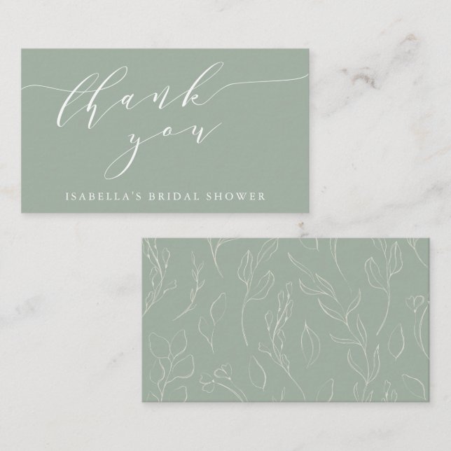 Salbei-Botanical-Script-Brautabschieds-Geschenk Begleitkarte (Vorne/Hinten)