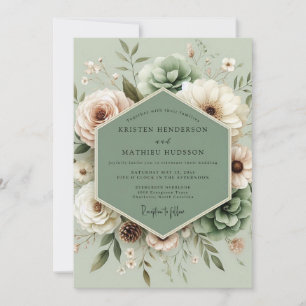 Salbei-Botanische Sukkulenten-Hochzeit Einladung