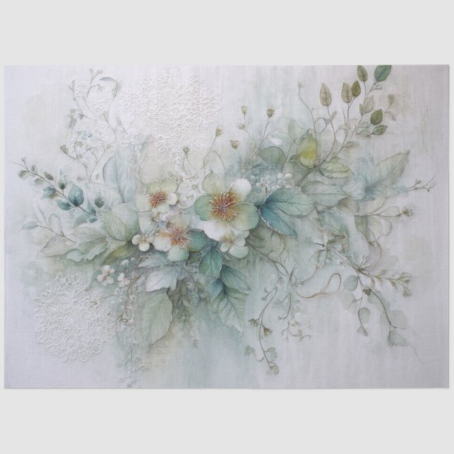 Salbei Botanischer Papier Collage Für Decoupage (Vorderseite)
