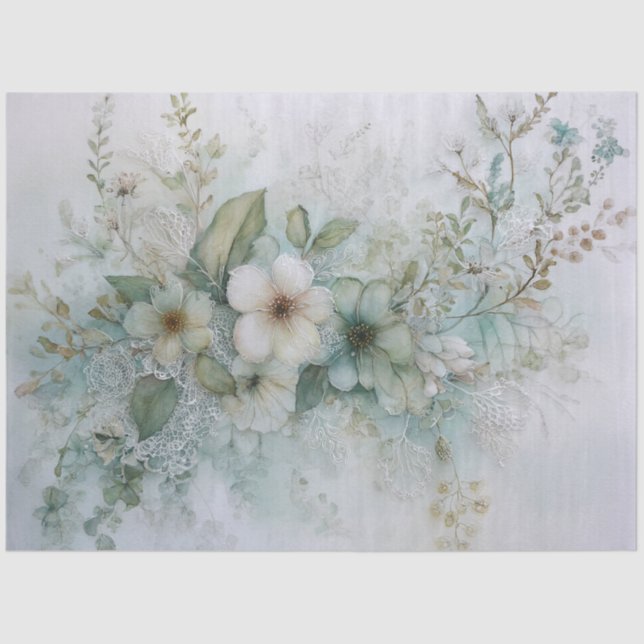 Salbei Botanischer Papiercollage für Decoupage Seidenpapier (Vorderseite)