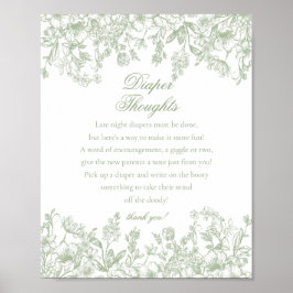 Salbei-Chinoiserie-Flora-Windel-Gedanken-Baby-Part Poster