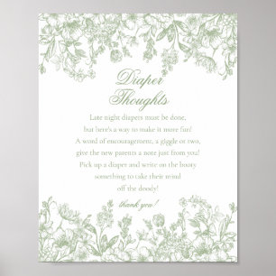 Salbei-Chinoiserie-Flora-Windel-Gedanken-Baby-Part Poster