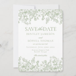 Salbei-Chinoiserie-Vintage-Blumen- Save-the-Date-K Einladung