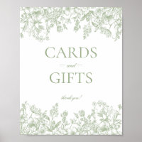 Salbei-Chinoiserie-Vintage-Blumenkarten & Geschenk