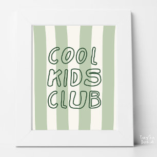 Salbei-Creme-Gestreifter Cool Kids Club Retro-Kind Poster