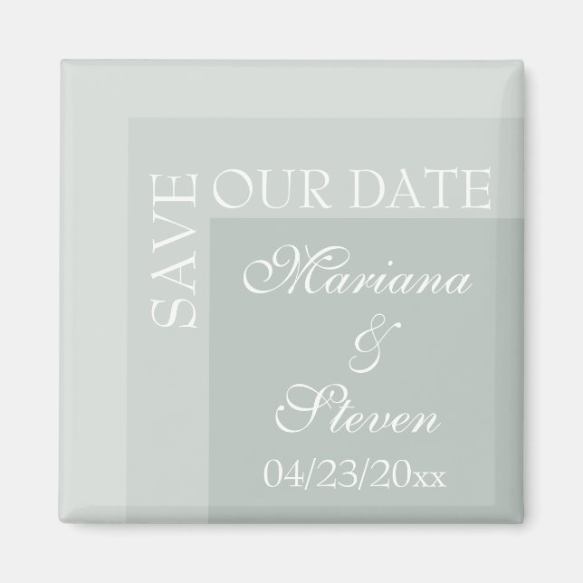 Salbei Einfach Moderne Chic Schrift Hochzeit Magnet (Vorne)