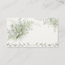 Salbei-Elfenbein-Aquarell-Farn-Hochzeitsplatzkarte