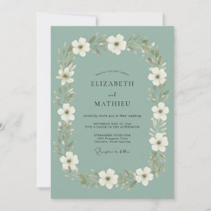 Salbei Elfenbein Botanische Hochzeit Einladung