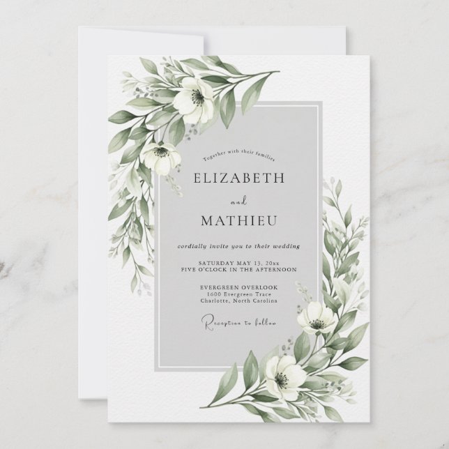 Salbei Ethereal Bloom Hochzeit Einladung (Vorderseite)