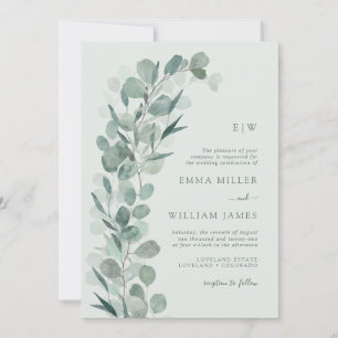 Salbei Eukalyptus Monogramm Hochzeit Einladung