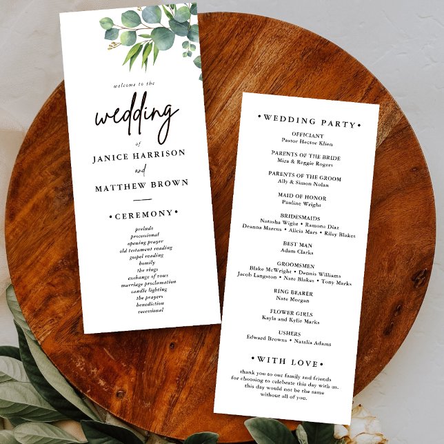 Salbei-Eukalyptus-Waldhochzeitsprogramm (Sage eucalyptus woodland wedding program guides your ceremony with natural charm and clarity.)