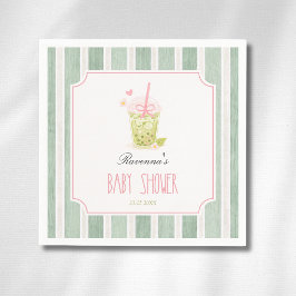 Salbei-gestreifte Matcha-Bubble-Tea-Mädchen-Baby-P Serviette