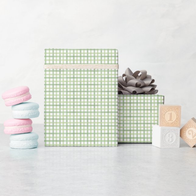 Salbei-Gingham-Baby-Shower-Geschenkpapier Geschenkpapier (Babyparty)