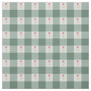 Salbei-Gingham-Blumenstoff nach Maß Stoff