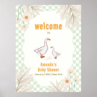 Salbei Gingham Boho Daisy Gans Baby Shower Willkom