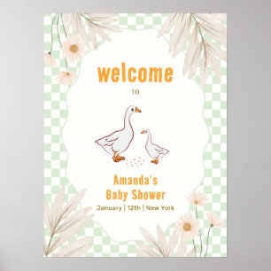 Salbei Gingham Boho Daisy Gans Baby Shower Willkom Poster