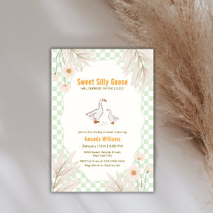 Salbei-Gingham-Daisy-Boho-Alberner-Gans-Baby-Party Einladung