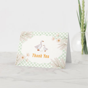 Salbei-Gingham-Daisy-Boho-Verrückte-Gans-Baby-Part Dankeskarte