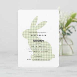 Salbei-Gingham-Häschen-Baby-Shower-Einladung Einladung