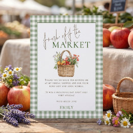 Salbei-Gingham-Marktplatz-Junggesellinnenabschied- Karte