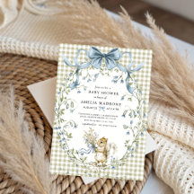 Salbei-Gingham-Wald-Eichhörnchen-Baby-Party