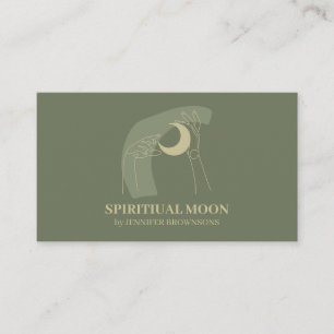 Salbei Gold Hände Mond Energieheilung Reiki Visitenkarte