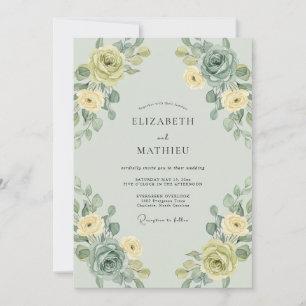 Salbei-Gold-Kranz-Hochzeit Einladung