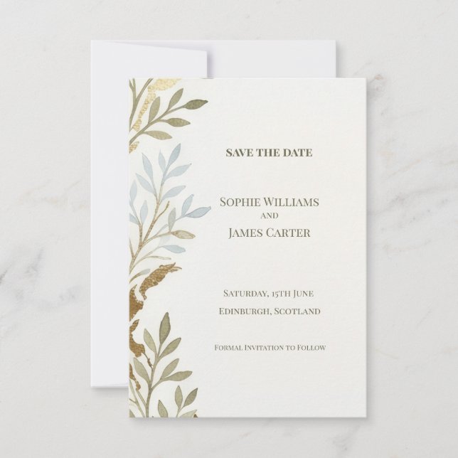 Salbei-Goldblatt-Save-The-Date-Karte Save The Date (Vorderseite)