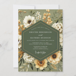 Salbei-Goldene Hochzeit im Herbst Einladung