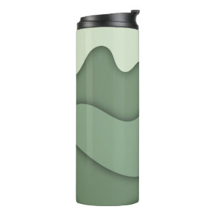 Salbei-Grün Abstraktes Wellenmuster Tumbler Thermosbecher