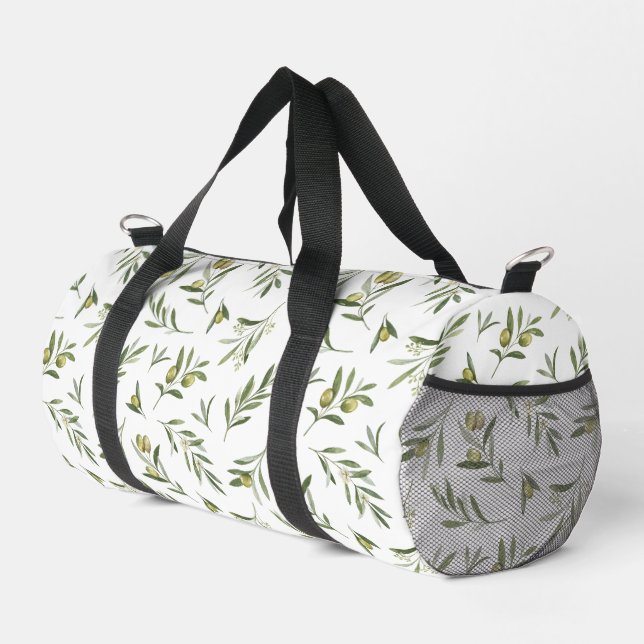 Salbei-Grün-Aquarell-Oliven Duffle Bag (Rechte Ecke)