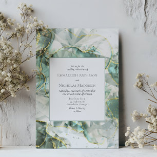 Salbei-Grün-Aventurin-Kristall-Hochzeit Einladung