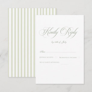 Salbei Grün & Blau Gestreifte Elegante Klassische  RSVP Karte