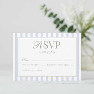 Salbei-Grün & Blau gestreifte elegante klassische  RSVP Karte