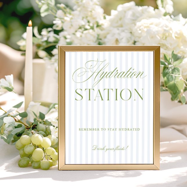 Salbei Grün & Blau Hochzeits Hydrationsstation Sch (Sage Green & Blue Wedding Hydration Station Sign)