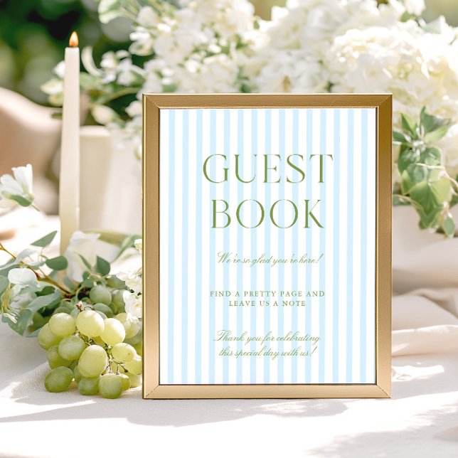 Salbei-Grün & Blau Hochzeitsgästebuch-Schild (Sage Green & Blue Wedding Guest Book Sign)