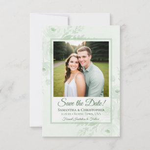 Salbei-Grün Boho-Chic-Pfingstrosen & Foto-Hochzeit Save The Date