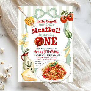 Salbei-Grün Coquette Streifen Meatball Geburtstag Einladung