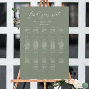 Salbei Grün Elegant 18 Tische Sitzplan Poster