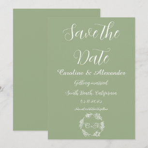 Salbei-Grün Elegante einfache florale formelle Hoc Save The Date
