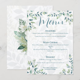 Salbei Grün Elfenbein Eukalyptus Hochzeitsmenükart Menükarte