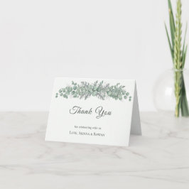 Salbei-Grün-Eukalyptus-Foto-Gefaltete-Hochzeit-Dan Dankeskarte