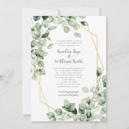 Salbei Grün Eukalyptus Gold Geometrische Hochzeit Einladung