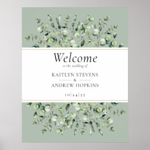 Salbei Grün Eukalyptus Hochzeit Willkommen  Poster