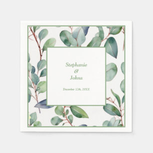 Salbei Grün Eukalyptus Staubblau Blätter Hochzeit Serviette
