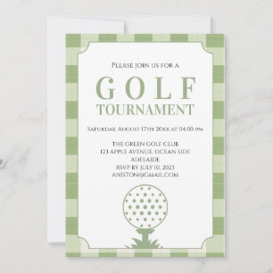 Salbei-Grün-Gingham-Golfturnier Einladung