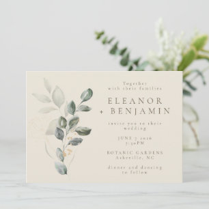 Salbei Grün Gold Botanische Moderne Hochzeit Einladung