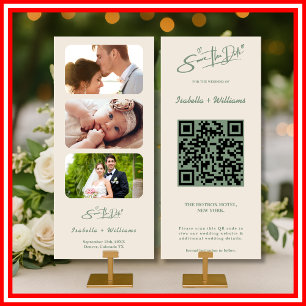 Salbei-Grün Hochzeitsfoto QR-Code Save The Date