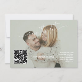 Salbei-Grün-Kalligrafie-QR-Code-Foto-Hochzeit Save The Date