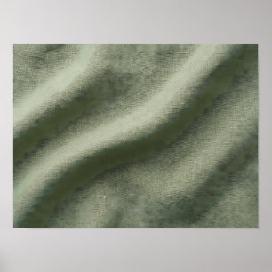 Salbei-Grün Leinen Wellen Textur Poster